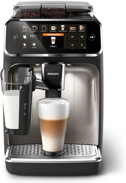 PHILIPS Kaffeevollautomat LatteGo 5400 Serie, Chrom, 12 Spezialitäten – 12 Kaffeespezialitäten, Weiß/Roségold