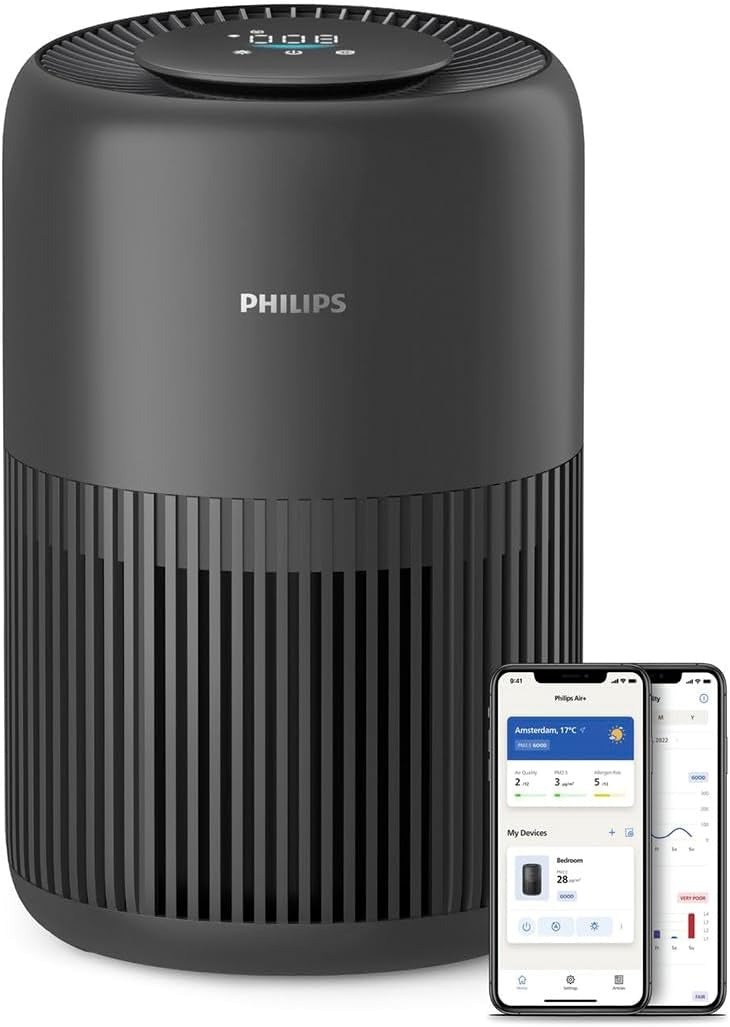 Philips Luftreiniger 900 Serie mit App, Schwarz, für Räume bis 65 m² – Luftfilter mit Aktivkohle 900 Serie, Grau