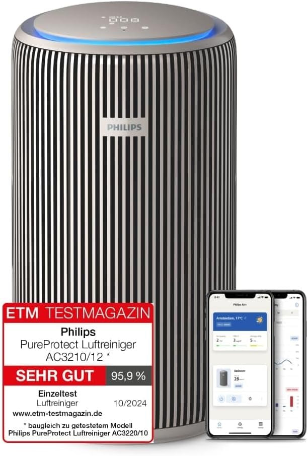 Philips Luftreiniger PureProtect 3200 Serie, Beige, für Räume bis 130 m² – Bis zu 135 m², schwarz