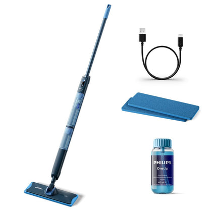 Philips OneUp 5000 Elektrischer Wischmopp, Blau, 2X sauberere Böden – 3000 Series, 1 Feuchtigkeitseinstellung, 1 Pad