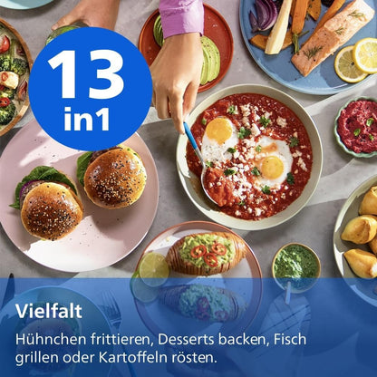 Philips Stacked Heißluftfritteuse 4000 Serie Heißluftfritteuse, Schwarz/Grau, 10 L