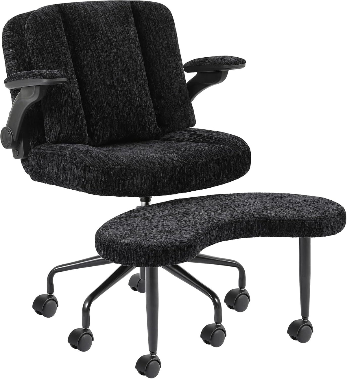 Pipersong Criss Cross Bürostuhl Ergonomisch mit Fußstütze & Rollen, Schreibtischstuhl mit verstellbaren Armlehnen – Tan, 45cm Seat+Height Adjustable Backrest