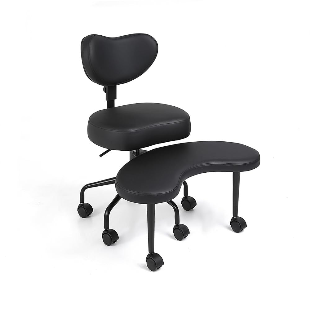 Pipersong Criss Cross Bürostuhl Ergonomisch mit Fußstütze & Rollen, Schreibtischstuhl mit verstellbaren Armlehnen – Ivory, 45cm Seat+Height Adjustable Backrest