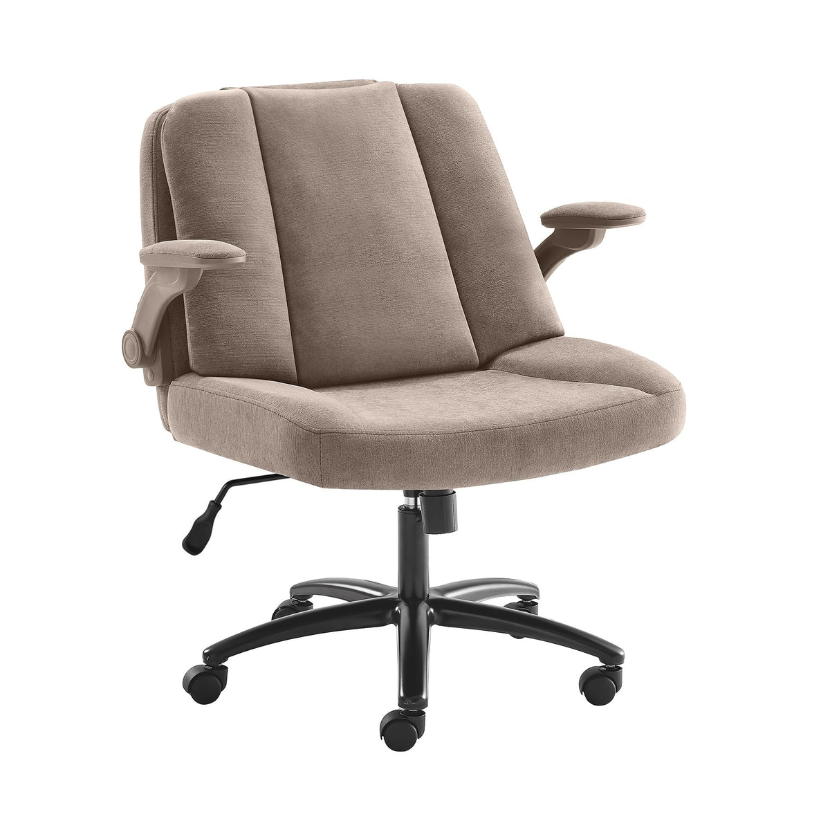 Pipersong Criss Cross Bürostuhl Ergonomisch mit Fußstütze & Rollen, Schreibtischstuhl mit verstellbaren Armlehnen – Beige, 68cm Seat+Adjustable Armrests