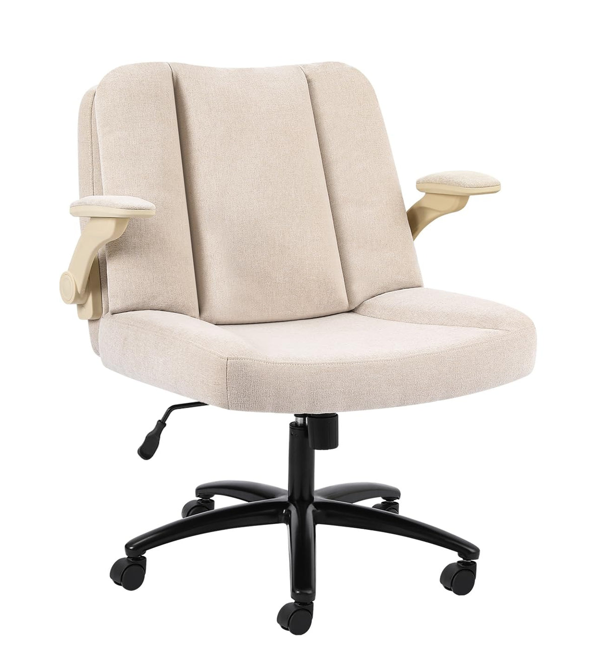 Pipersong Criss Cross Bürostuhl Ergonomisch mit Fußstütze & Rollen, Schreibtischstuhl mit verstellbaren Armlehnen – Tan, 45cm Seat+Standard Backrest