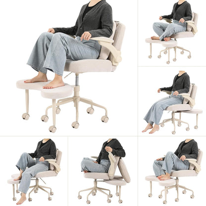 Pipersong Criss Cross Bürostuhl Ergonomisch mit Fußstütze & Rollen, Schreibtischstuhl mit verstellbaren Armlehnen