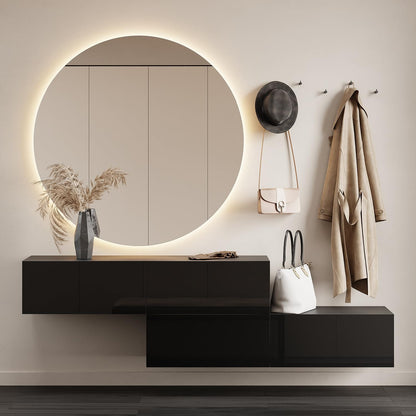 Planetmöbel Garderobe Flur mit Stauraum, Wandgarderobe mit 2 Klappen, Dielenschrank aus Holzwerkstoff Gold Eiche/Anthrazit – Schwarz, Doppelt 160 cm