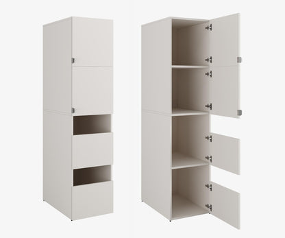 PLATAN ROOM Hochschrank Badschrank Waschmaschine Trockner Schrank Waschmaschinenschrank für Waschmaschine & Wäschetrockner Überbauschrank 187 x 65 x 66 cm Badregal (Weiß, 66 cm breit) – Anthrazit, 45 cm