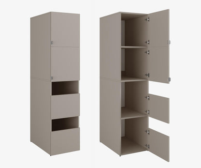 PLATAN ROOM Hochschrank Badschrank Waschmaschine Trockner Schrank Waschmaschinenschrank für Waschmaschine & Wäschetrockner Überbauschrank 187 x 65 x 66 cm Badregal (Weiß, 66 cm breit) – Eiche Gold, 66 cm