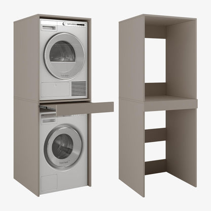 PLATAN ROOM Hochschrank Badschrank Waschmaschine Trockner Schrank Waschmaschinenschrank für Waschmaschine & Wäschetrockner Überbauschrank 187 x 65 x 66 cm Badregal (Weiß, 66 cm breit) – Eiche Sonoma, 66 cm