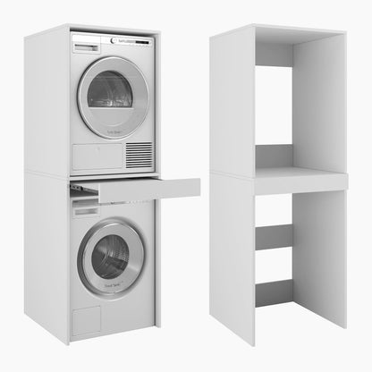 PLATAN ROOM Hochschrank Badschrank Waschmaschine Trockner Schrank Waschmaschinenschrank für Waschmaschine & Wäschetrockner Überbauschrank 187 x 65 x 66 cm Badregal (Weiß, 66 cm breit) – Weiß, 45 cm