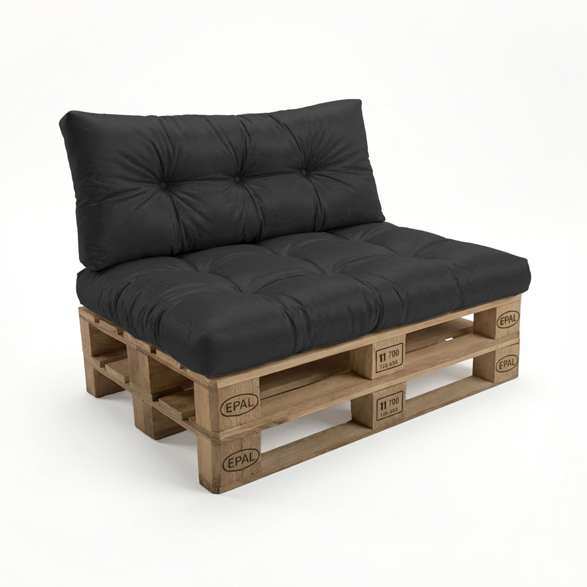 POKAR Palettenkissen Wasserabweisend Palettenauflagen Palettenmöbel Palettensofa 8er Set: Sitzkissen 120x80 + Rückenlehne 120x40, Anthrazit – Marineblau Cord, Seitenkissen 60 x 40