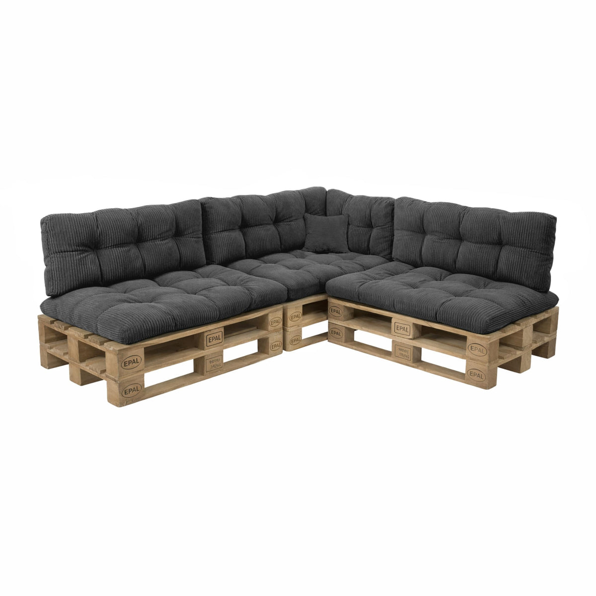 POKAR Palettenkissen Wasserabweisend Palettenauflagen Palettenmöbel Palettensofa 8er Set: Sitzkissen 120x80 + Rückenlehne 120x40, Anthrazit – Rot, Seitenkissen 60 x 40