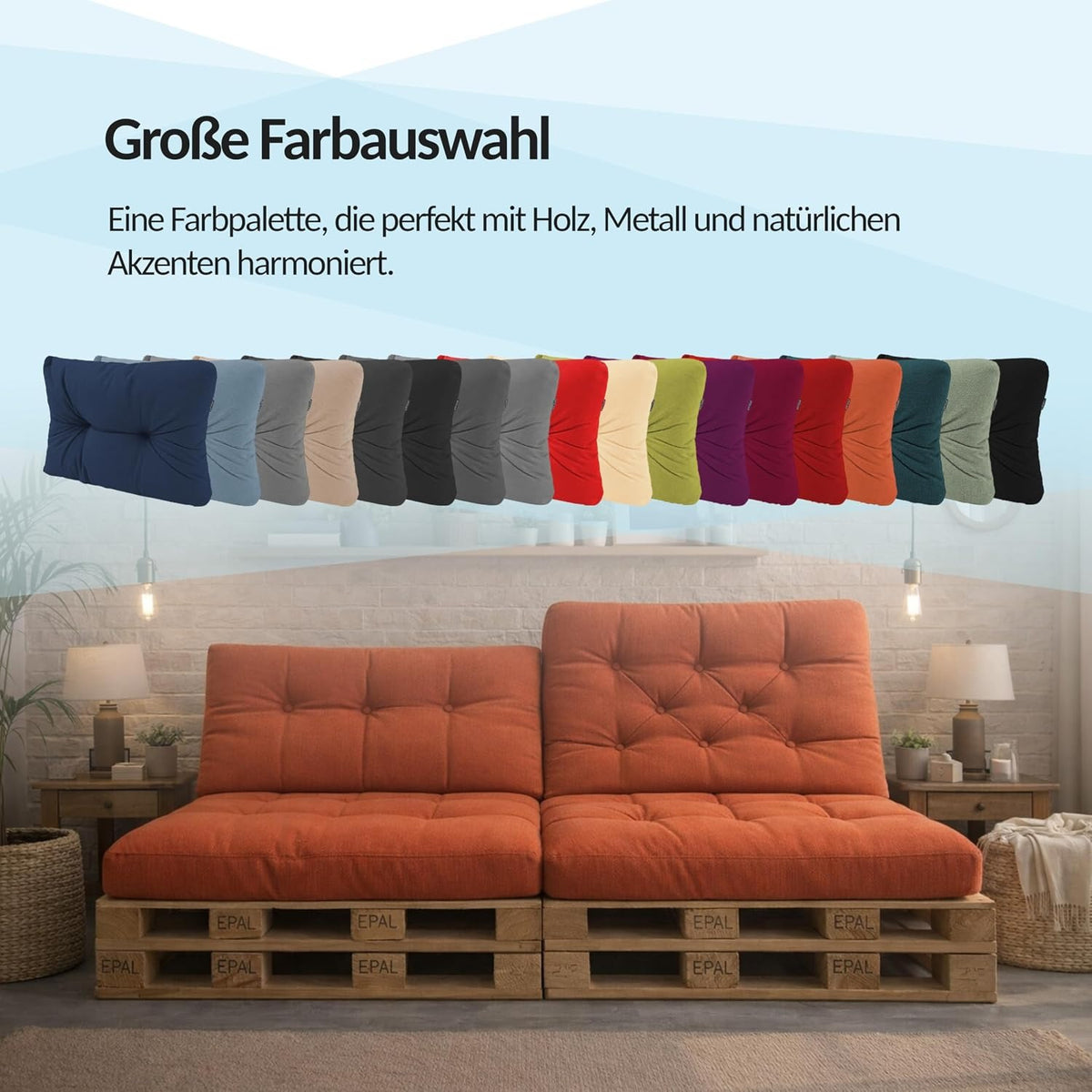 POKAR Palettenkissen Wasserabweisend Palettenauflagen Palettenmöbel Palettensofa 8er Set: Sitzkissen 120x80 + Rückenlehne 120x40, Anthrazit – Flaschengrün Cord, Sitzkissen 120 x 80