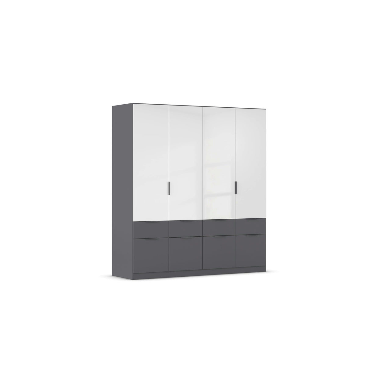 Rauch Möbel Celle Kleiderschrank Weiß Hochglanz, 3-türiger Drehtürenschrank mit 6 Schubladen, Kleiderschrank für Schlafzimmer – Weiß / Hochglanz Weiß, Breite 181 cm, Schrank