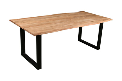 SAM Baumkantentisch Akazienholz Massiv Nussbaumfarben – Industrial Esstisch mit schwarzem U-Gestell – 300 x 100 cm, Eichefarben / Silber