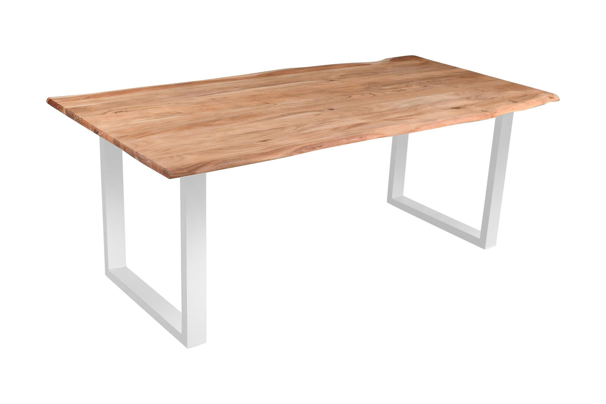 SAM Baumkantentisch Akazienholz Massiv Nussbaumfarben – Industrial Esstisch mit schwarzem U-Gestell – 280 x 100 cm, Naturfarben / Silber