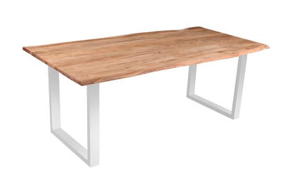 SAM Baumkantentisch Akazienholz Massiv Nussbaumfarben – Industrial Esstisch mit schwarzem U-Gestell – 260 x 100 cm, Naturfarben / Silber