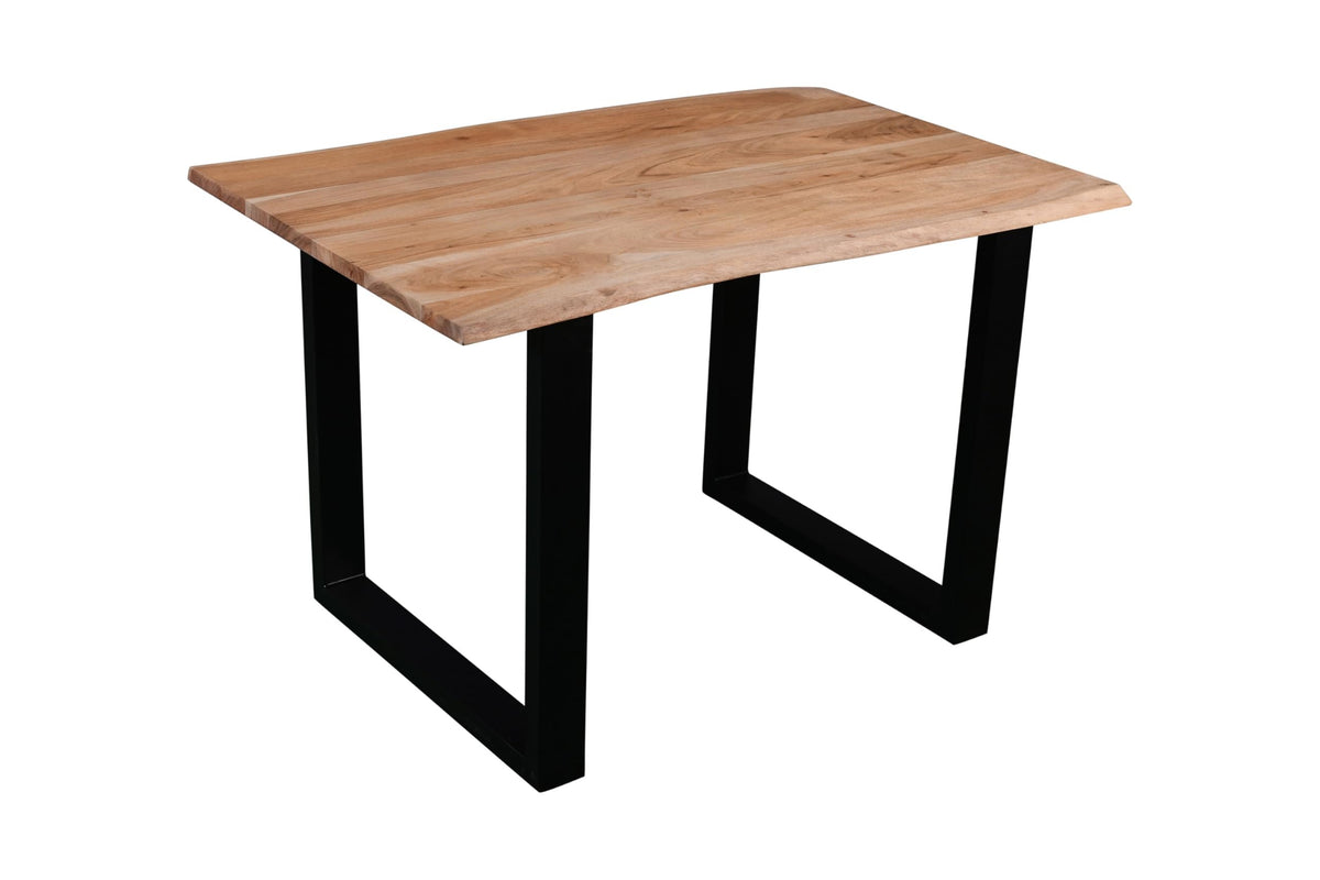 SAM Baumkantentisch Akazienholz Massiv Nussbaumfarben – Industrial Esstisch mit schwarzem U-Gestell – 220 x 100 cm, Naturfarben / Schwarz