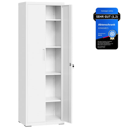 SONGMICS Aktenschrank, Doppeltüren, Schloss, 5 Ebenen, 80 x 40 x 180 cm