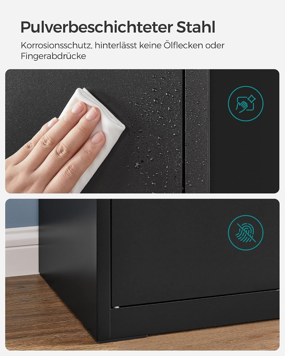 SONGMICS Aktenschrank, Doppeltüren, Schloss, 5 Ebenen, 80 x 40 x 180 cm
