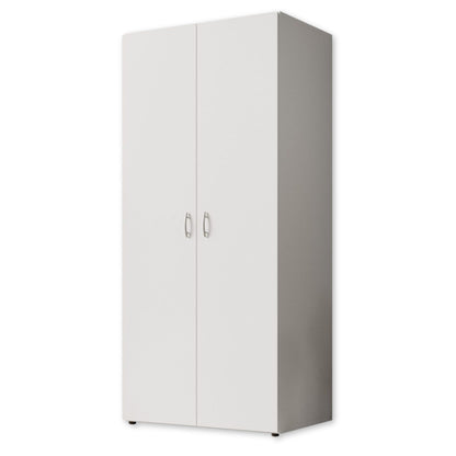 Stella Trading BASE Kleiderschrank Weiß, Drehtürenschrank mit Kleiderstange & verstellbaren Einlegeböden, mehrere Größen – Weiß, 80 x 177 x 52 cm (ohne Schubladen)