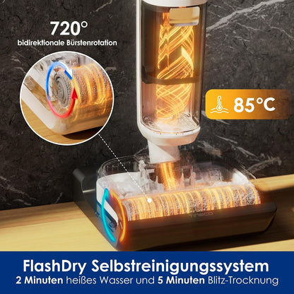 Tineco Floor One Stretch S6 Nass Trockensauger, 20Kpa，180°-Flachdesign