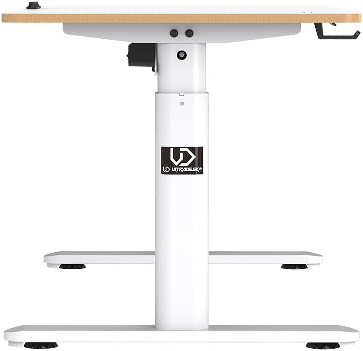 ULTRADESK - Pulsar Kinderschreibtisch Höhenverstellbar - Höhenverstellbarer Schreibtisch - 120x60x55-81cm - Computertisch für 2 Monitore - für Kinderzimmer, Jugendzimmer - Weiß