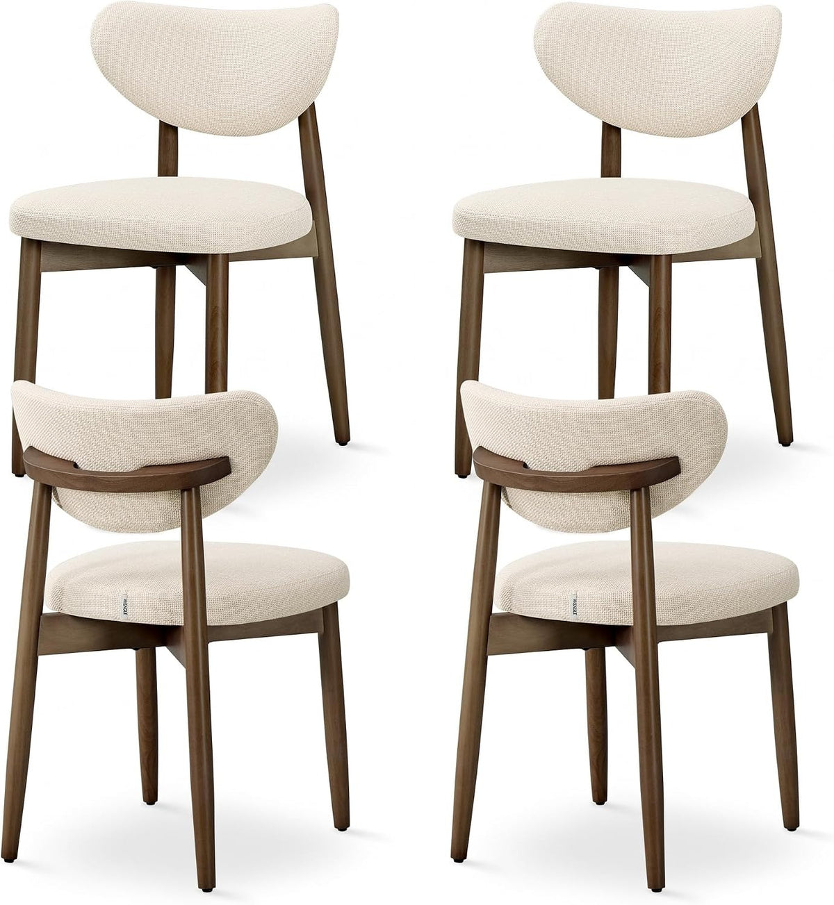 VASAGLE Esszimmerstuhl 4er Set, Küchenstuhl, Polsterstuhl mit Massivholzbeinen, ergonomische Rückenlehne, Aussparung als Griff, Mid-Century-Modern-Stil, Küche, cappuccinobeige KDC668L101-2J – Salbeigrün, 4er Set