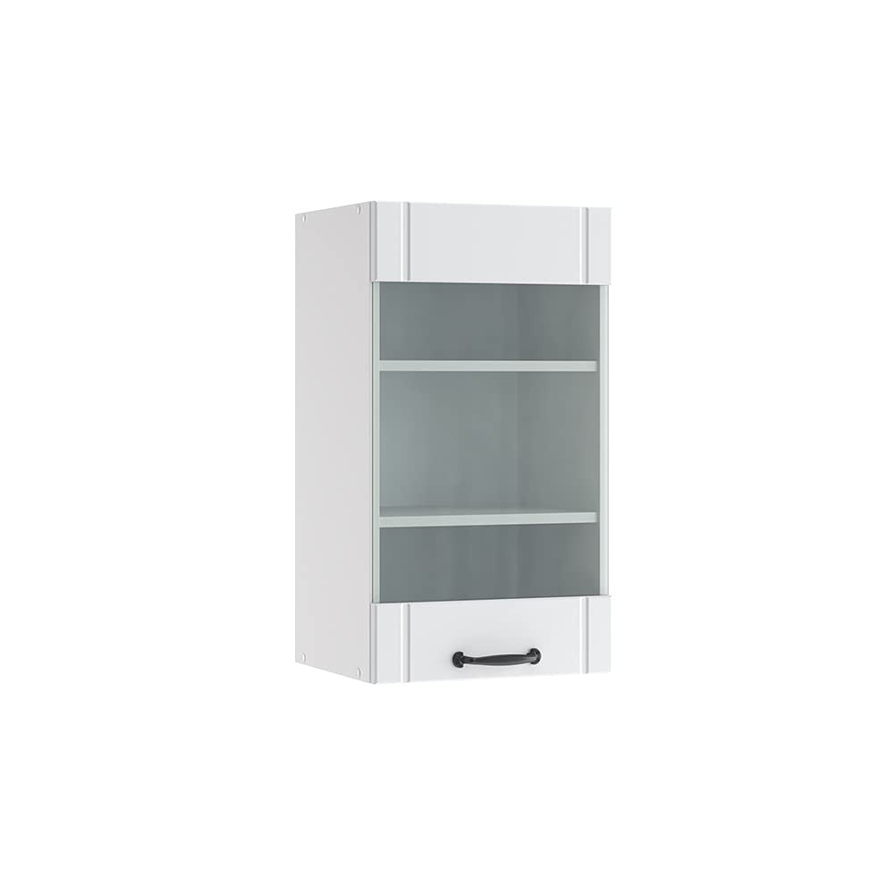 Vicco Hängeschrank Fame-Line, Weiß Hochglanz, 60 cm – Schwarz Gestreift/Weiß, Hängeschrank 50 cm