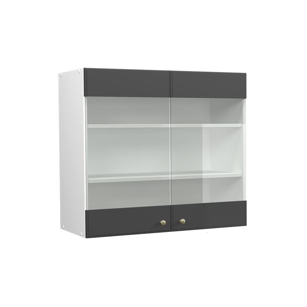 Vicco Hängeschrank Fame-Line, Weiß Hochglanz, 60 cm – Grün-gold Landhaus/Weiß, Hängeglasschrank 40 cm