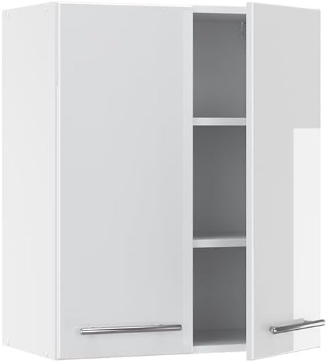 Vicco Hängeschrank Fame-Line, Weiß Hochglanz, 60 cm – Anthrazit Hochglanz/Weiß, Hängeschrank 30 cm