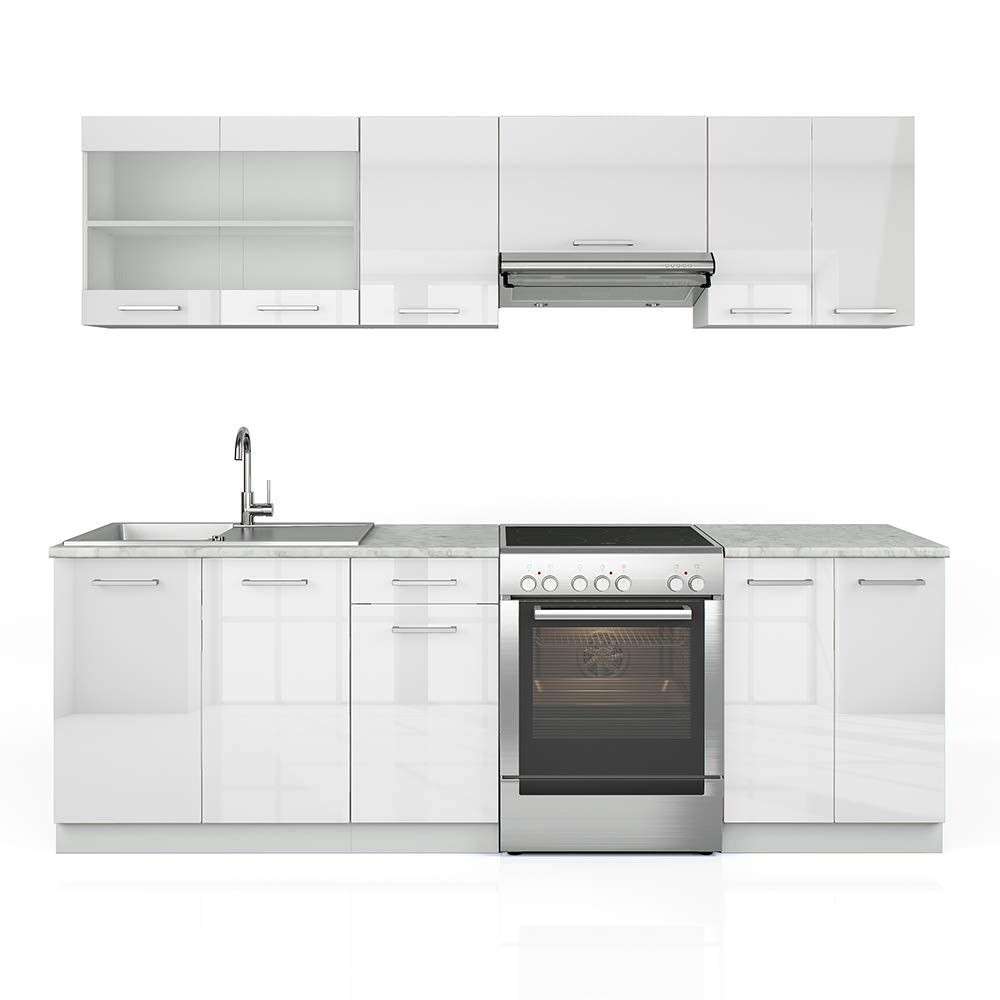Vicco Raul Küchenzeile Goldkraft Eiche Anthrazit mit Arbeitsplatte, Modulare Einbauküche mit Schränken & Stauraum – Gray/Anthracite, ohne LED-Leiste