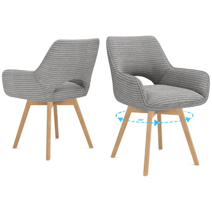 WAFTING Esszimmerstühle 4er Set Drehbar 360°,Armlehnstuhl,Küchenstuhl,Taupe – Schwarz Holz, 6
