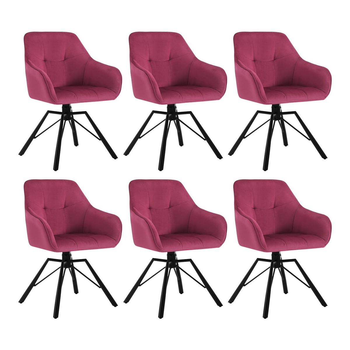 WOLTU Drehbare Esszimmerstühle 6er Set, Küchenstühle mit Armlehen – Hellbraun, 6er Set