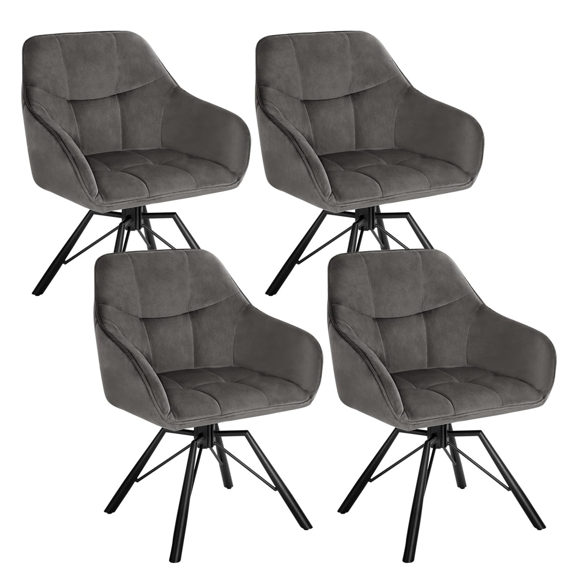 WOLTU Drehbare Esszimmerstühle 6er Set, Küchenstühle mit Armlehen – Dunkelgrün, 2er Set