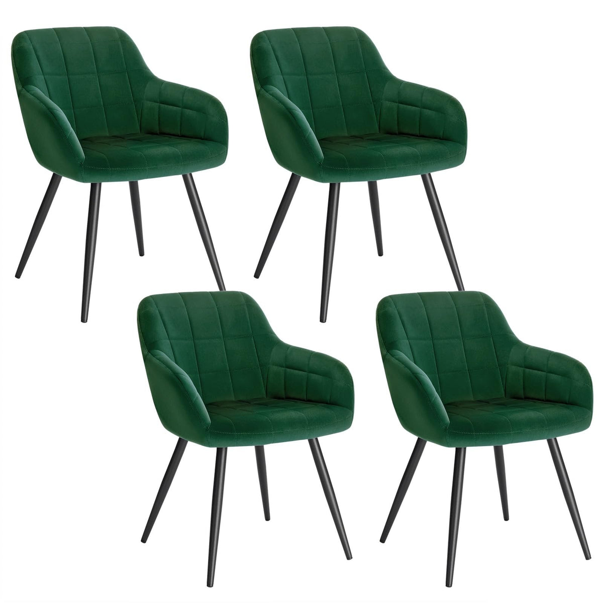 WOLTU Esszimmerstühle 2er Set Küchenstuhl Polsterstuhl Wohnzimmerstuhl mit Armlehnen, Sitzfläche aus Samt, Metallbeine, Dunkelgrau – Grau, 6er Set