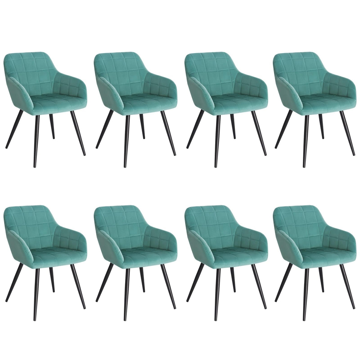 WOLTU Esszimmerstühle 2er Set Küchenstuhl Polsterstuhl Wohnzimmerstuhl mit Armlehnen, Sitzfläche aus Samt, Metallbeine, Dunkelgrau – Cremeweiß, 2er Set
