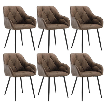 WOLTU Esszimmerstühle 4er Set, für Esszimmer Wohnzimmer, ergonomische Küchenstühle gepolstert mit Armlehnen, Metallbeinen, Sitzfläche aus Vintage-Kunstleder,Dunkelbraun – Dunkelbraun, 6er Set