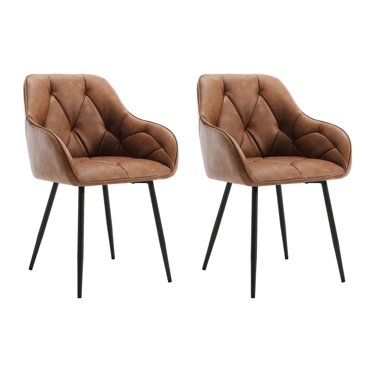 WOLTU Esszimmerstühle 4er Set, für Esszimmer Wohnzimmer, ergonomische Küchenstühle gepolstert mit Armlehnen, Metallbeinen, Sitzfläche aus Vintage-Kunstleder,Dunkelbraun – Dunkelbraun, 4er Set
