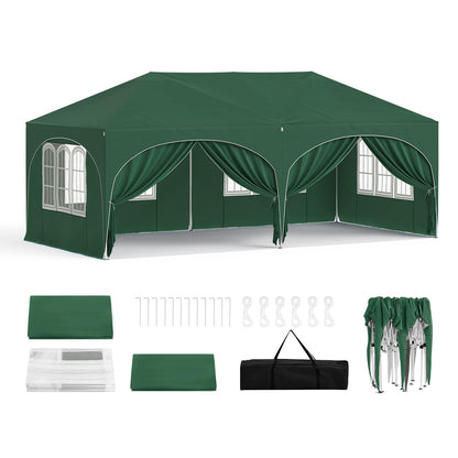 WOLTU Faltpavillon 3x6m Faltpavillon mit 6 Seitenwänden Pavillon Partyzelt Grau – Grau