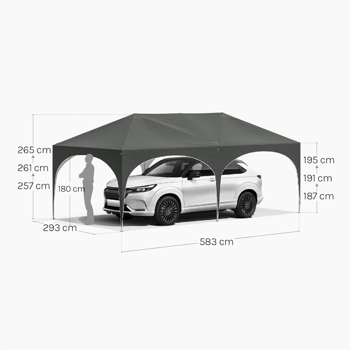 WOLTU Faltpavillon 3x6m Faltpavillon mit 6 Seitenwänden Pavillon Partyzelt Grau