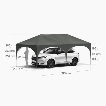 WOLTU Faltpavillon 3x6m Faltpavillon mit 6 Seitenwänden Pavillon Partyzelt Grau