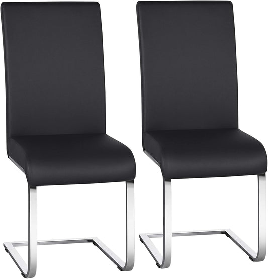 Yaheetech Esszimmerstühle 2er Set Schwingstuhl hohe Rückenlehne Schwarz – Schwarz, 6er Set