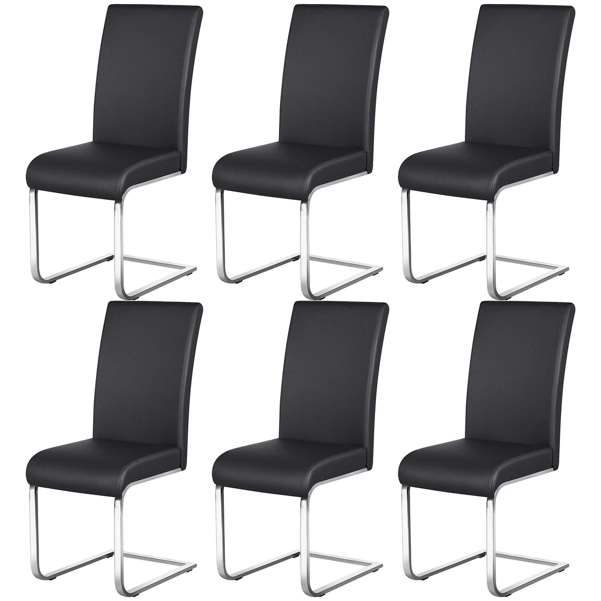 Yaheetech Esszimmerstühle 2er Set Schwingstuhl hohe Rückenlehne Schwarz – Hellbraun, 6er Set