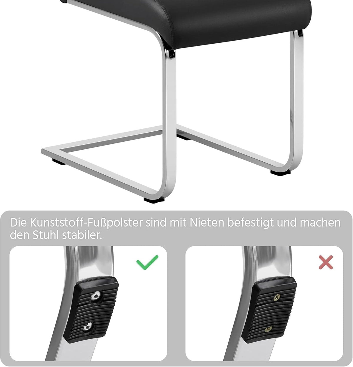 Yaheetech Esszimmerstühle 2er Set Schwingstuhl hohe Rückenlehne Schwarz