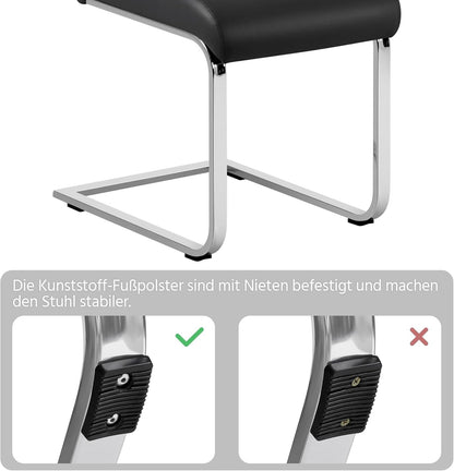 Yaheetech Esszimmerstühle 2er Set Schwingstuhl hohe Rückenlehne Schwarz