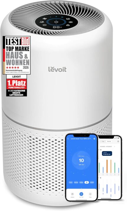 Levoit Core 300S Luftreiniger Allergiker mit APP, Auto-Modus, bis 50㎡, Weiß – Cremeweiß, bis zu 147㎡
