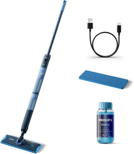 Philips OneUp 5000 Elektrischer Wischmopp, Blau, 2X sauberere Böden – 5000 Series, 2 Feuchtigkeitseinstellungen, 2 Pads