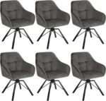 WOLTU Drehbare Esszimmerstühle 6er Set, Küchenstühle mit Armlehen – Dunkelgrau, 6er Set